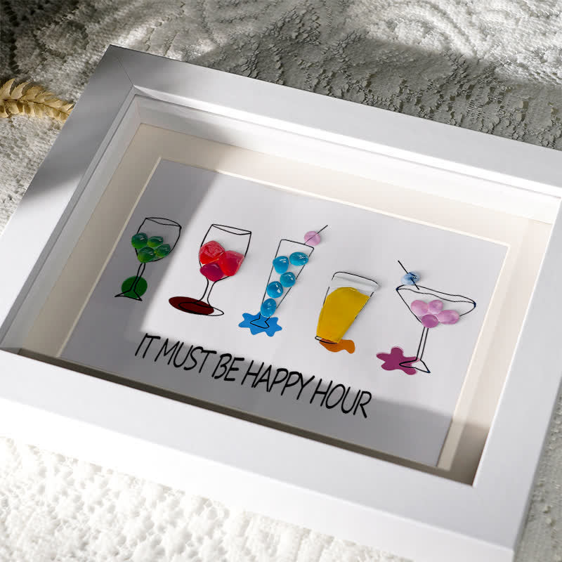 Cocktail Parties Happy Hour Sea Glass Framed Art - image 1
