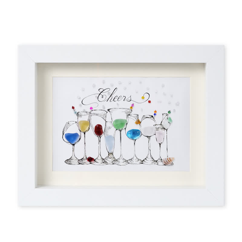 Cocktail Party Sea Glass Framed Art - White - 6" X 8" - image 10
