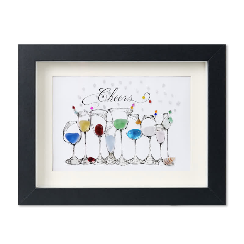 Cocktail Party Sea Glass Framed Art - Black - 6" X 8" - image 9