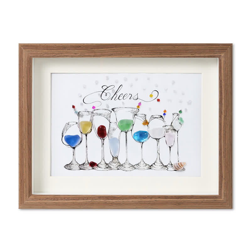 Cocktail Party Sea Glass Framed Art - Walnut Brown - 6" X 8" - image 8