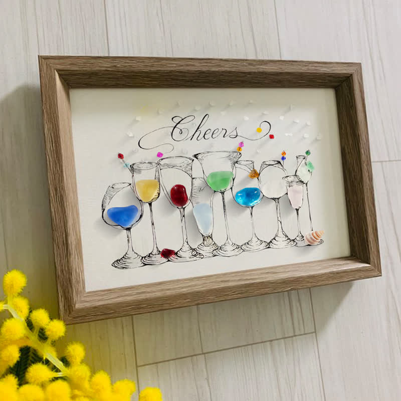 Cocktail Party Sea Glass Framed Art - image 2