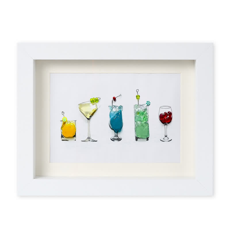 Cocktail Theme Sea Glass Framed Art - White - 6" X 8" - image 10