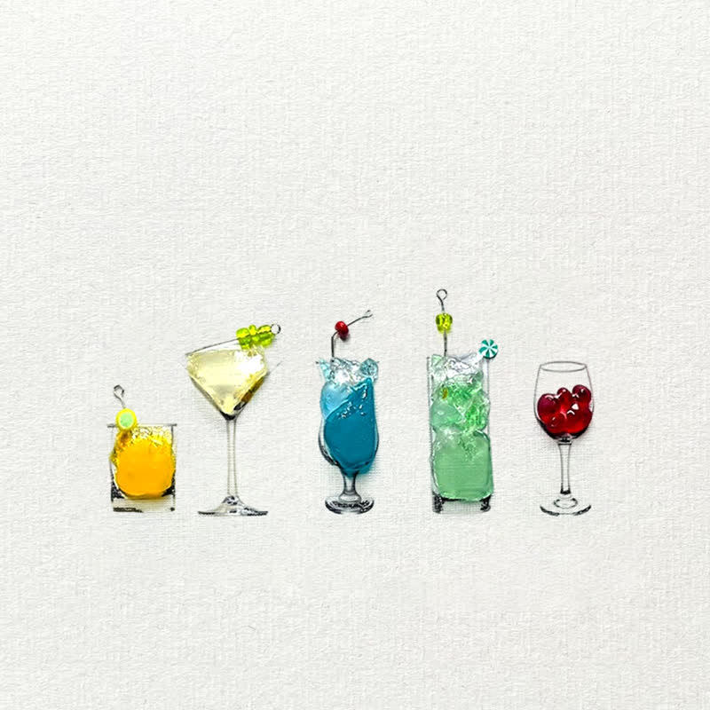 Cocktail Theme Sea Glass Framed Art - Seaglass Card - 6" X 8" - image 1