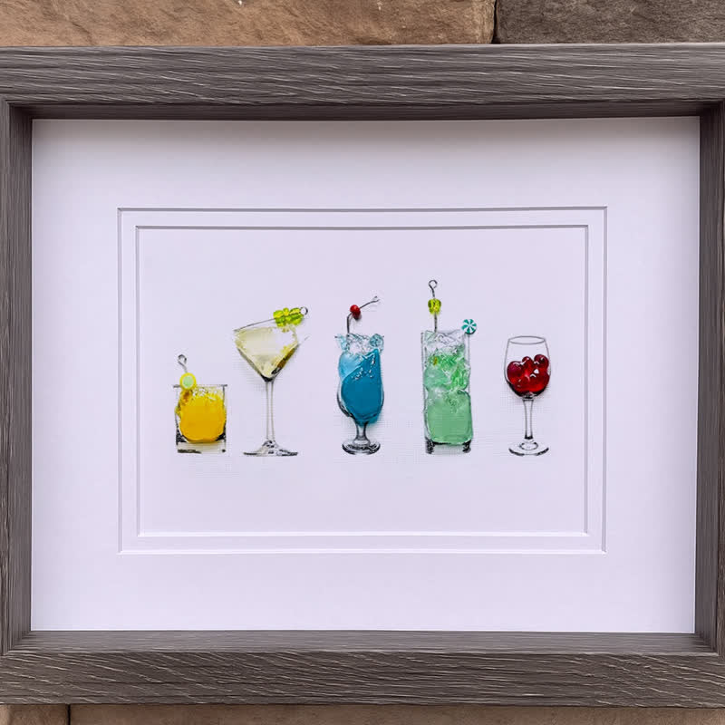 Cocktail Theme Sea Glass Framed Art - image 4