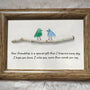 Handmade Friendship Quote With Birds Sea Glass Framed Art - image 0