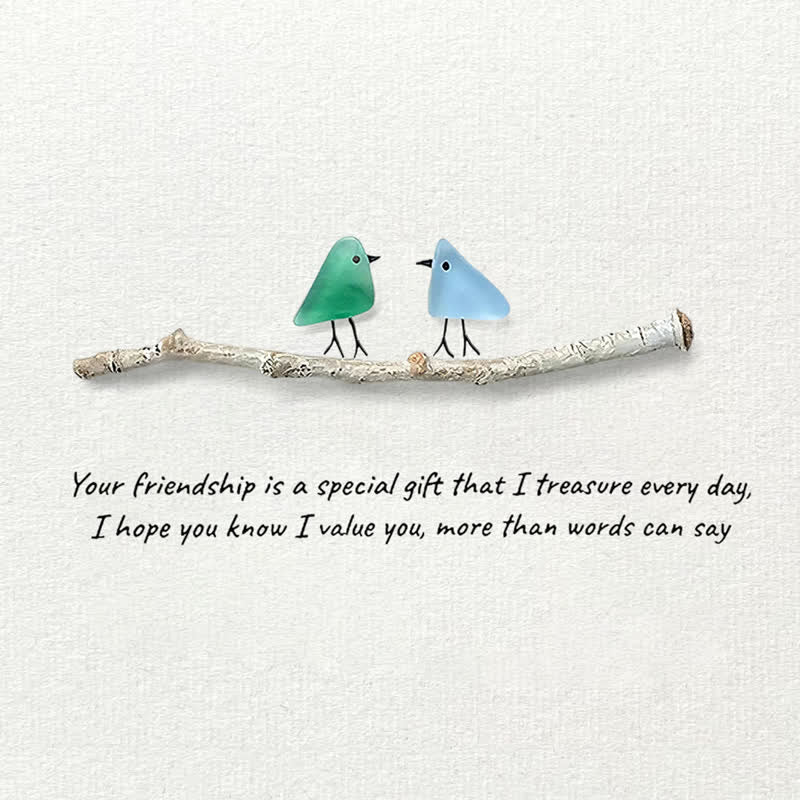 Handmade Friendship Quote With Birds Sea Glass Framed Art - image 1