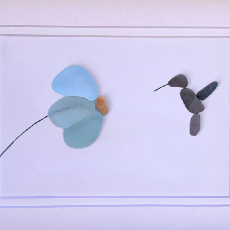 Mini Hummingbird And Flower Sea Glass Framed Art - image 5