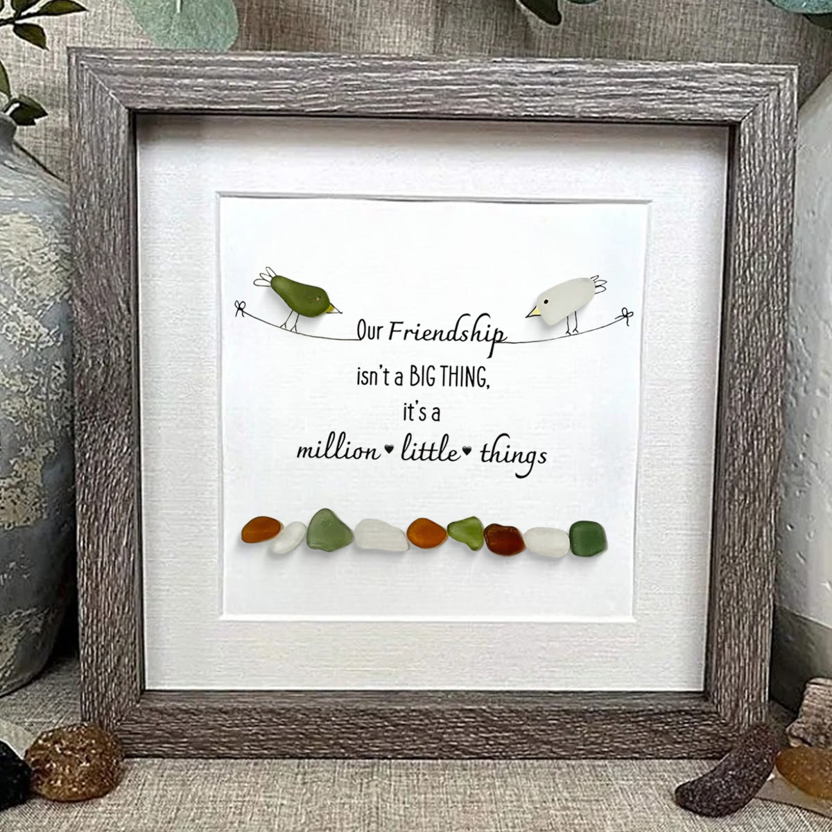 Our Friendship Is A Million Little Things Sea Glass Framed Art - image 3