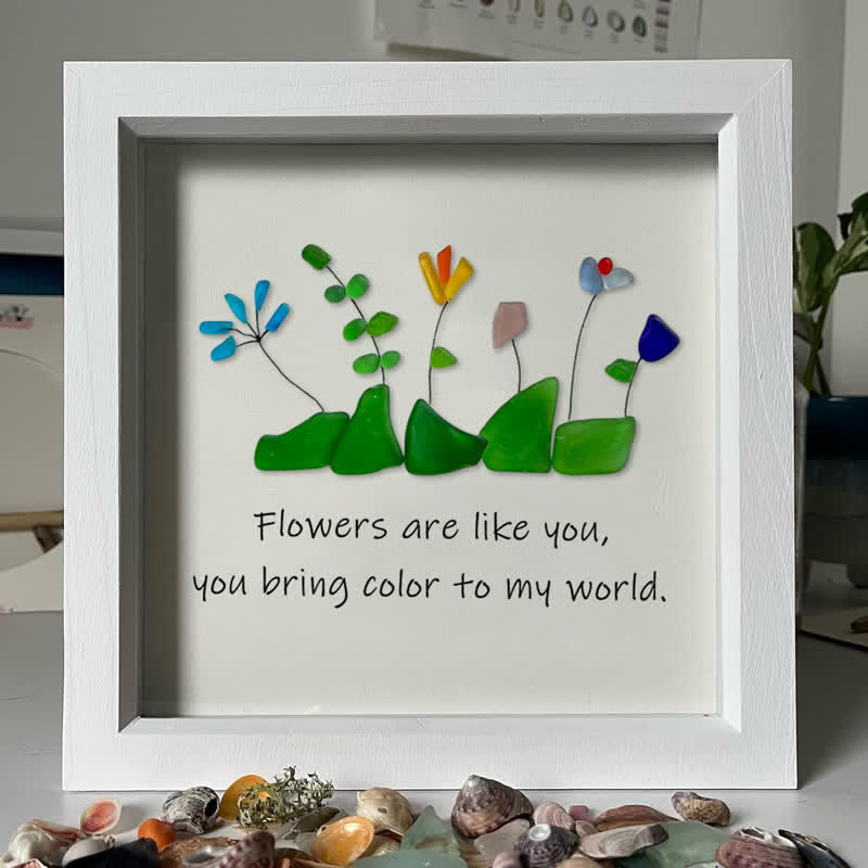 Flowers Are Like You Sea Glass Framed Art - image 7