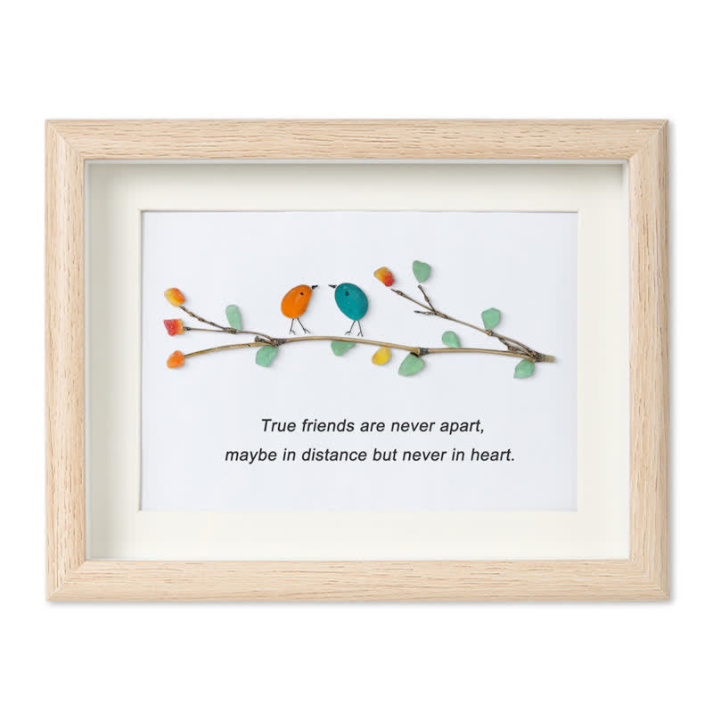 True Friends Quote With Birds Sea Glass Framed Art - Oak - 6" X 8" - image 7
