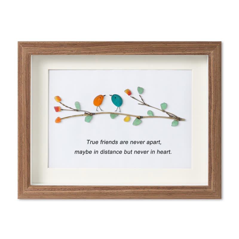 True Friends Quote With Birds Sea Glass Framed Art - Walnut Brown - 6" X 8" - image 8