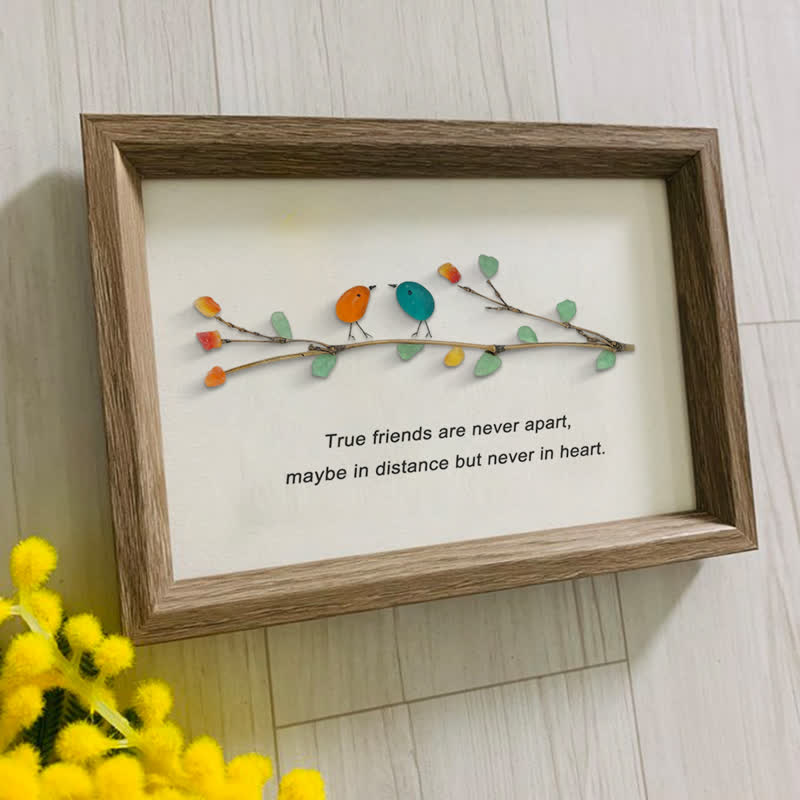 True Friends Quote With Birds Sea Glass Framed Art - image 3