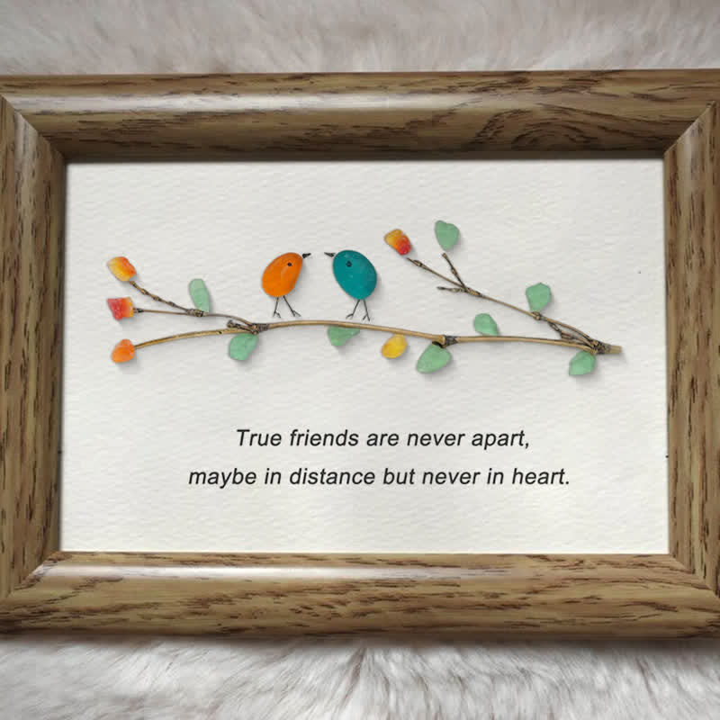 True Friends Quote With Birds Sea Glass Framed Art - image 0