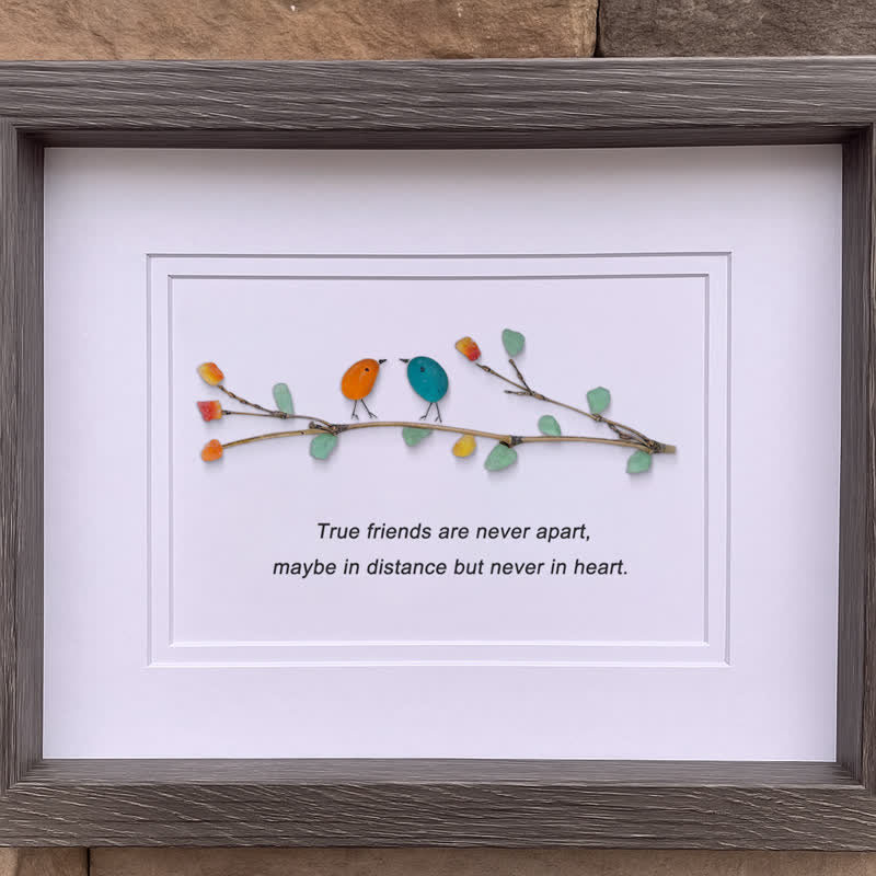 True Friends Quote With Birds Sea Glass Framed Art - image 4