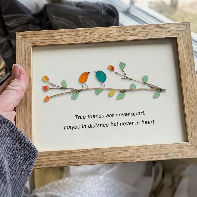 True Friends Quote With Birds Sea Glass Framed Art - image 5