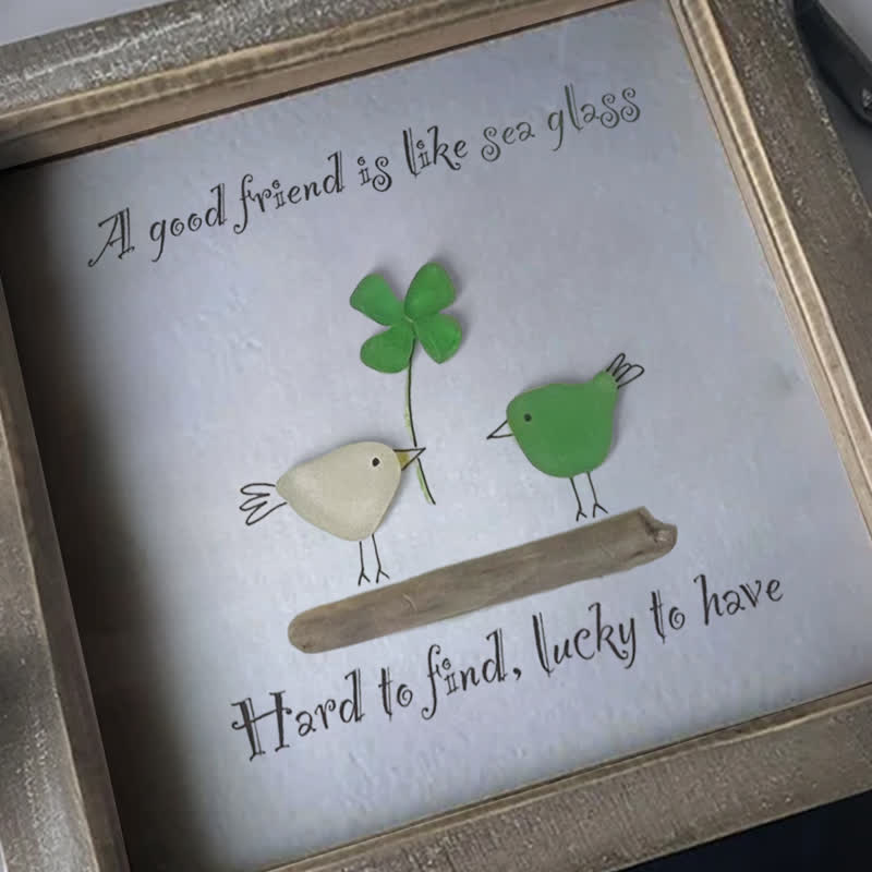 Four-leaf Clover Friendship Sea Glass Framed Art - image 4