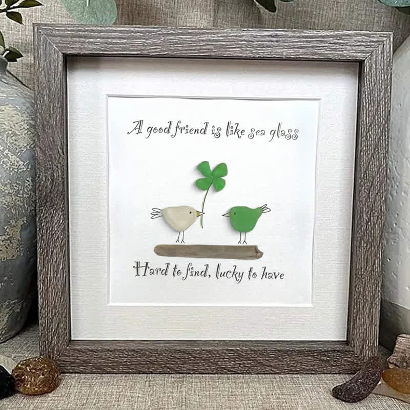 Four-leaf Clover Friendship Sea Glass Framed Art - image 0