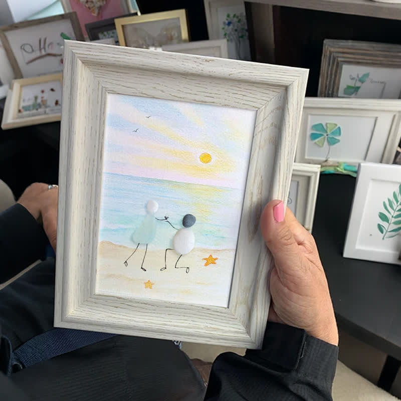 Proposal Engagement Couple Sea Glass Framed Art - image 2