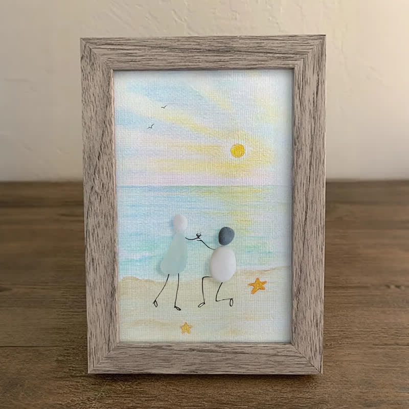 Proposal Engagement Couple Sea Glass Framed Art - image 0