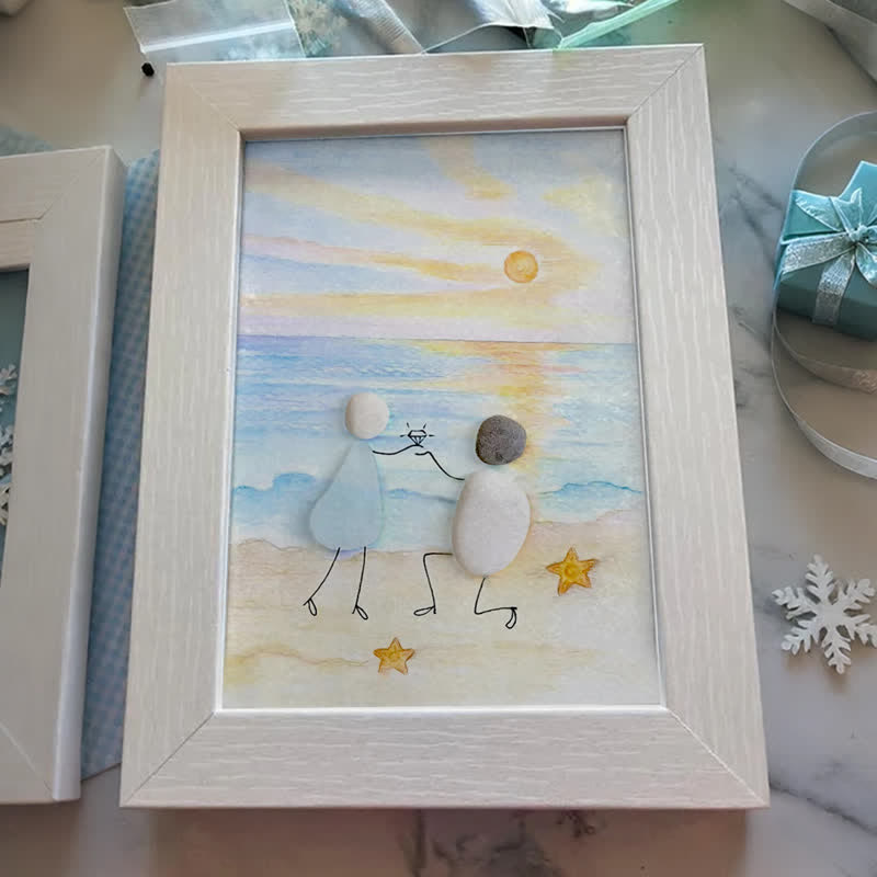 Proposal Engagement Couple Sea Glass Framed Art - image 13