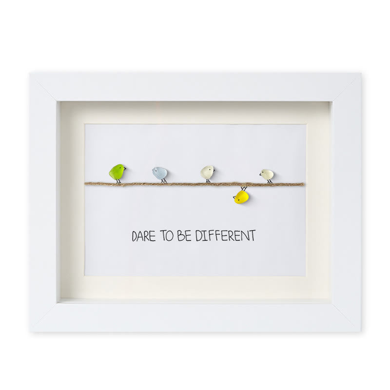 Dare to Be Different Cute Birds Sea Glass Framed Art - White - 6" X 8" - image 10
