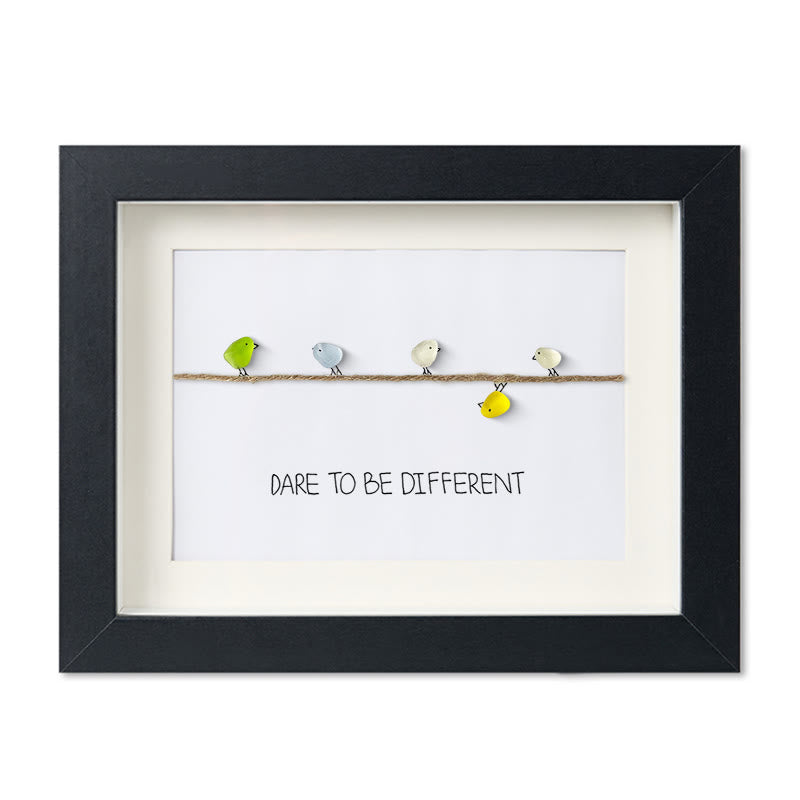 Dare to Be Different Cute Birds Sea Glass Framed Art - Black - 6" X 8" - image 9