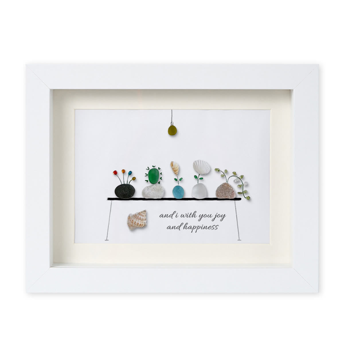 Bring Joy and Happiness to Your Space Sea Glass Framed Art - White - 6" X 8" - image 9