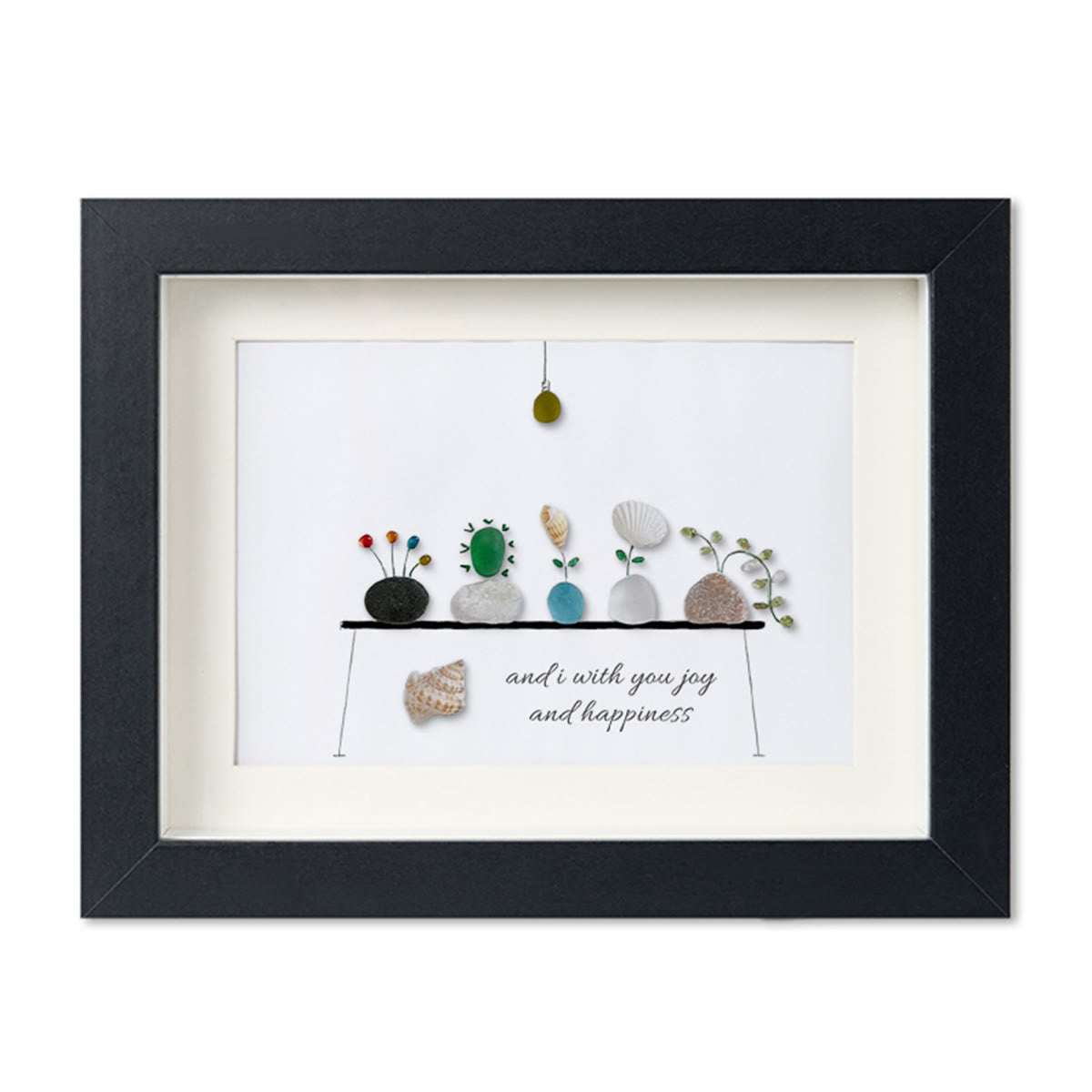 Bring Joy and Happiness to Your Space Sea Glass Framed Art - Black - 6" X 8" - image 8