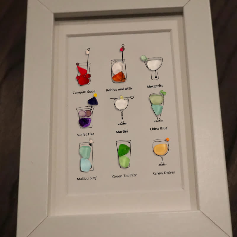 Multicolored Cocktails Theme Sea Glass Framed Art - image 7