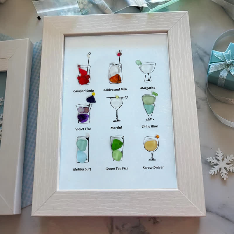 Multicolored Cocktails Theme Sea Glass Framed Art - image 2