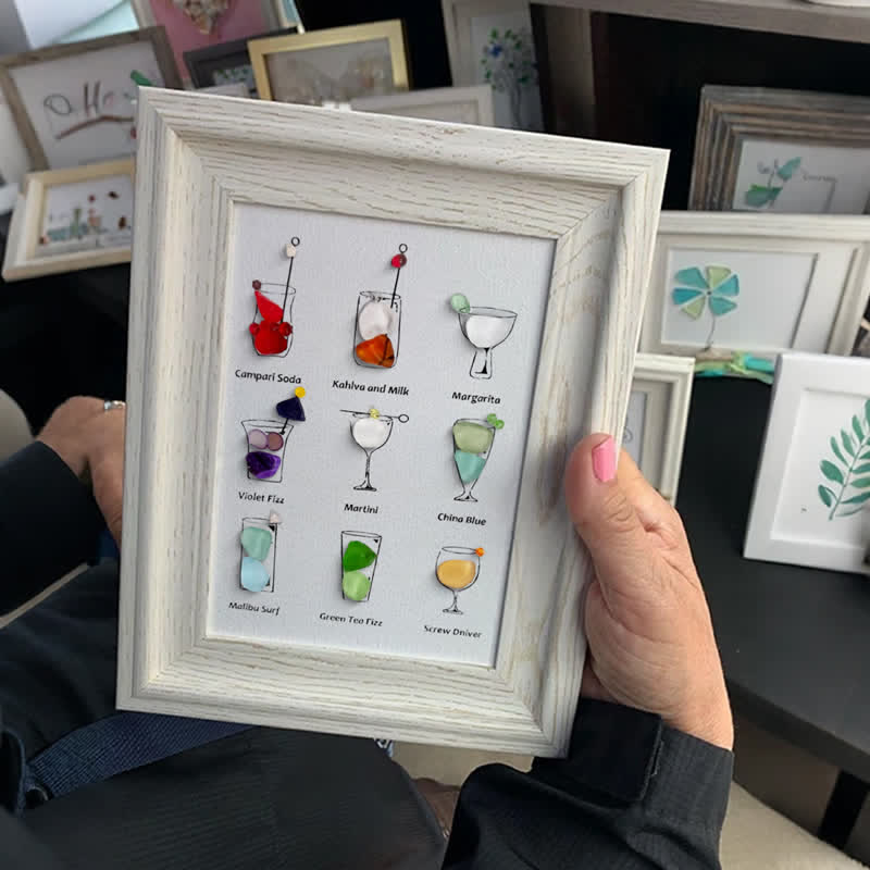 Multicolored Cocktails Theme Sea Glass Framed Art - image 5