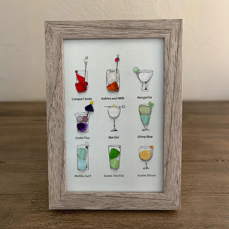 Multicolored Cocktails Theme Sea Glass Framed Art - image 3