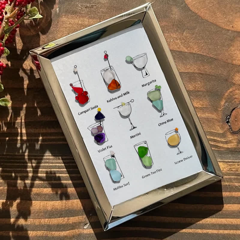 Multicolored Cocktails Theme Sea Glass Framed Art - image 0
