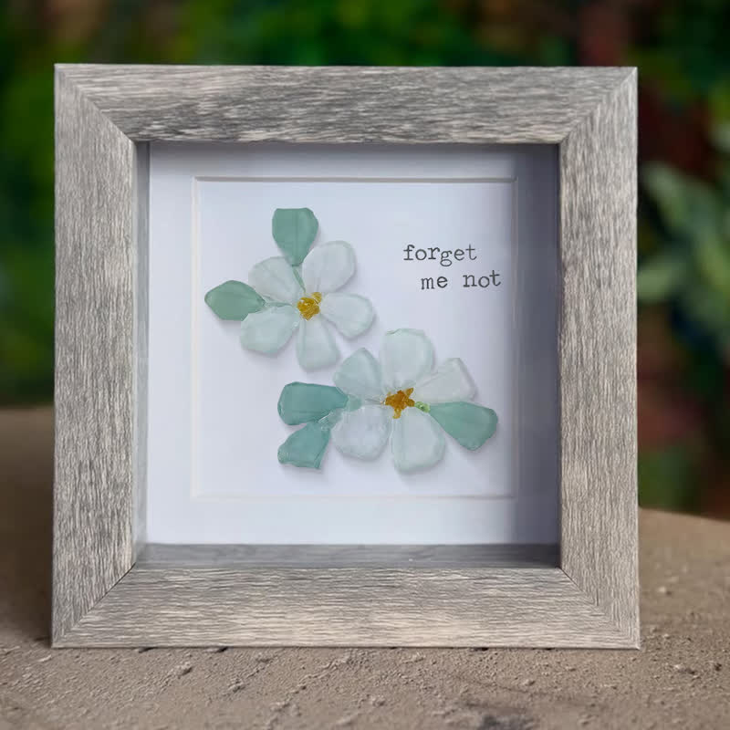 Forget Me Not Blue Flower Sea Glass Framed Art - image 4