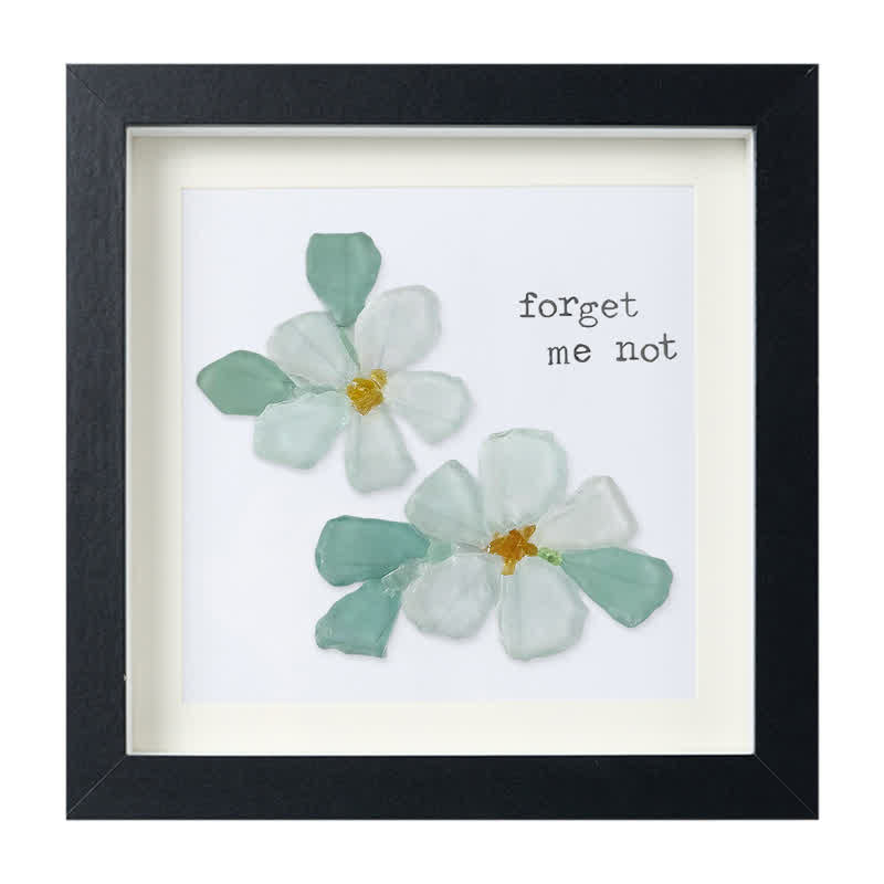 Forget Me Not Blue Flower Sea Glass Framed Art - Black - 8" X 8" - image 11