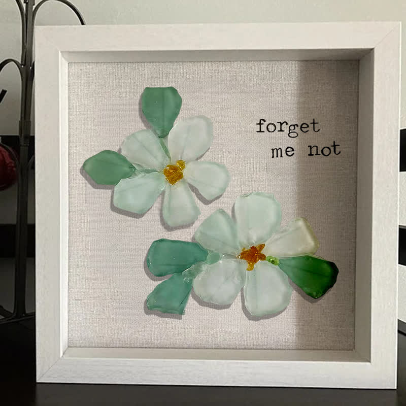 Forget Me Not Blue Flower Sea Glass Framed Art - image 6