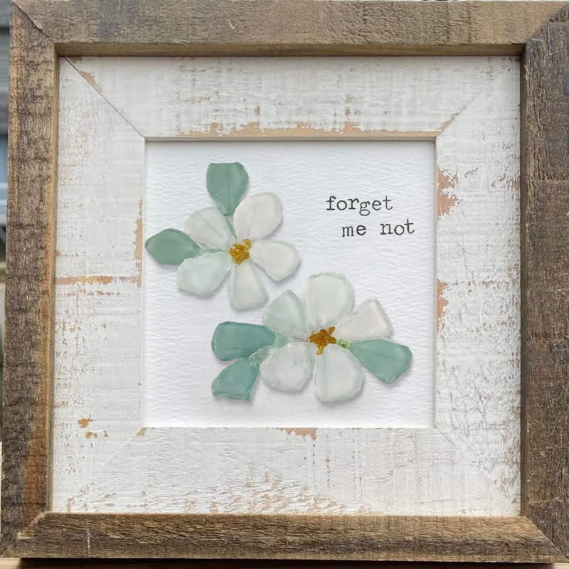 Forget Me Not Blue Flower Sea Glass Framed Art - image 7