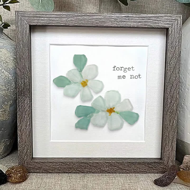 Forget Me Not Blue Flower Sea Glass Framed Art - image 5