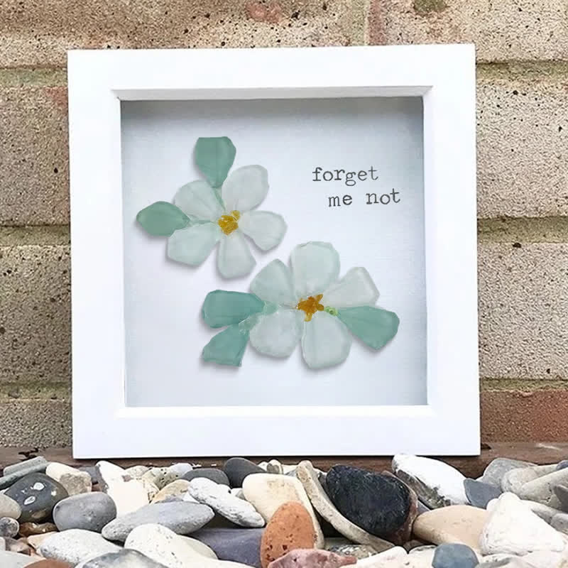 Forget Me Not Blue Flower Sea Glass Framed Art - image 3