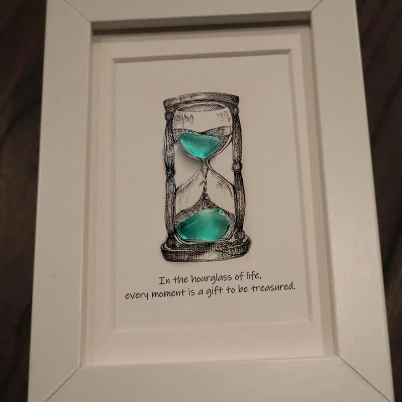 Life's Filled Hourglass Quote Sea Glass Framed Art - image 7