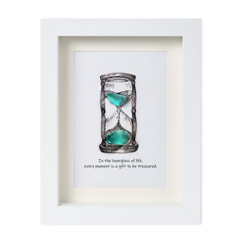Life's Filled Hourglass Quote Sea Glass Framed Art - White - 8" X 6" - image 11