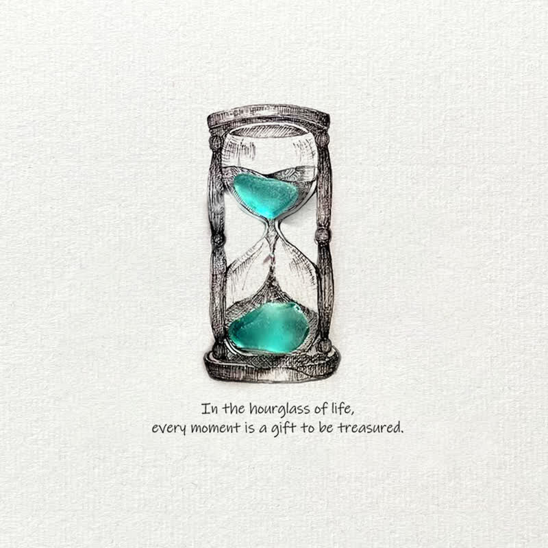 Life's Filled Hourglass Quote Sea Glass Framed Art - Seaglass Card - 8" X 6" - image 1