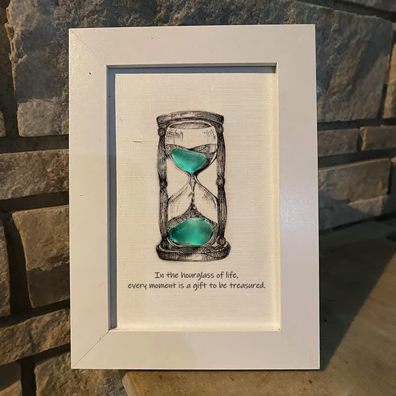 Life's Filled Hourglass Quote Sea Glass Framed Art - image 5