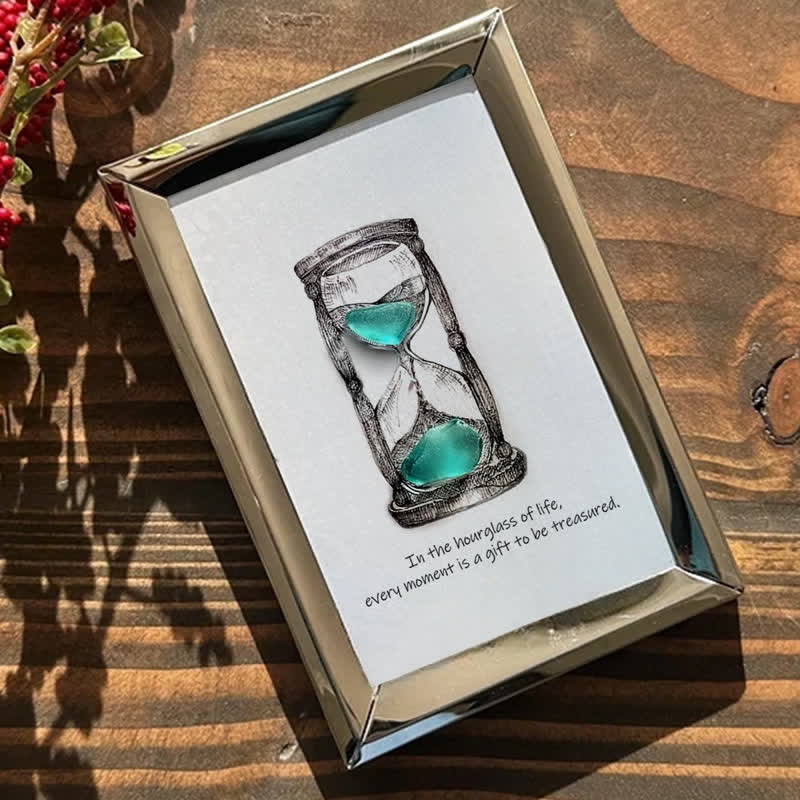 Life's Filled Hourglass Quote Sea Glass Framed Art - image 2