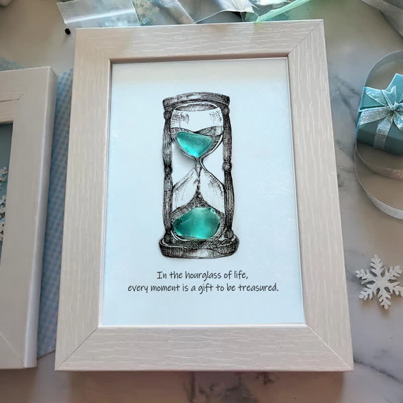 Life's Filled Hourglass Quote Sea Glass Framed Art - image 3
