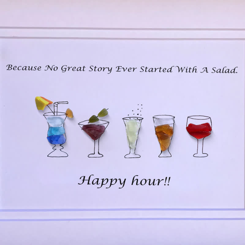 Happy Hour Colourful Sea Glass Framed Art Gift For Cocktail Lover - image 6