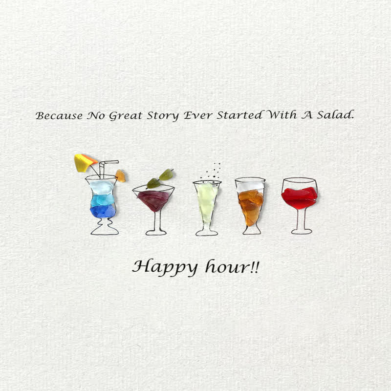Happy Hour Colourful Sea Glass Framed Art Gift For Cocktail Lover - image 2