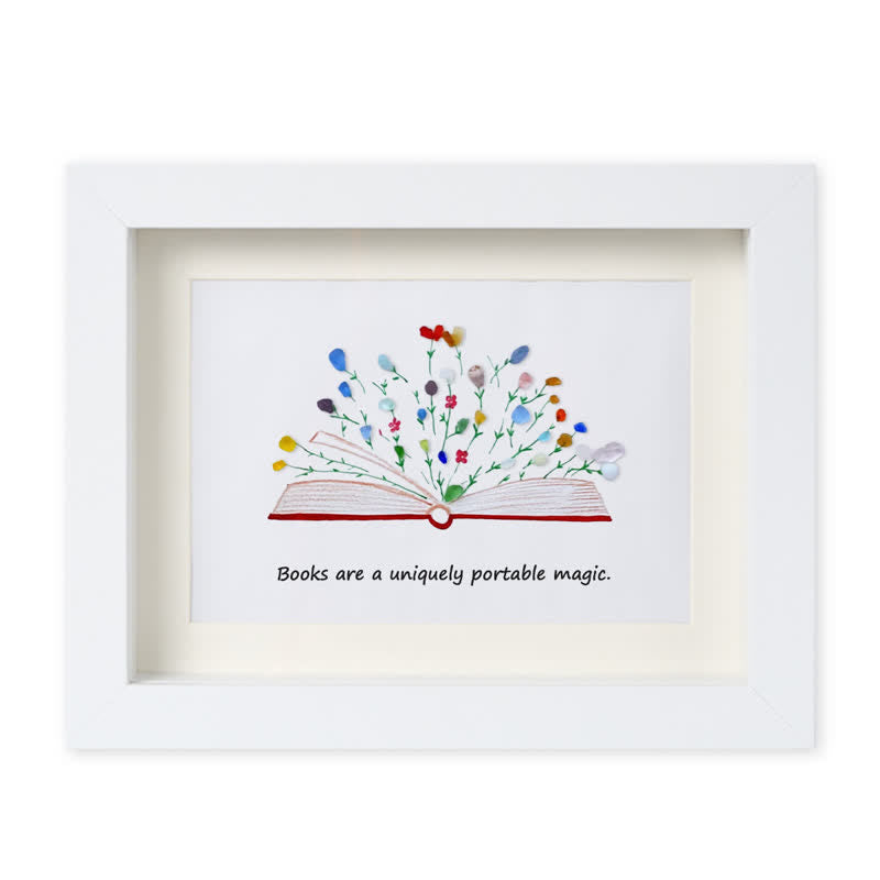 Magic Books Sea Glass Framed Art Inspirational Gift - White - 6" X 8" - image 10