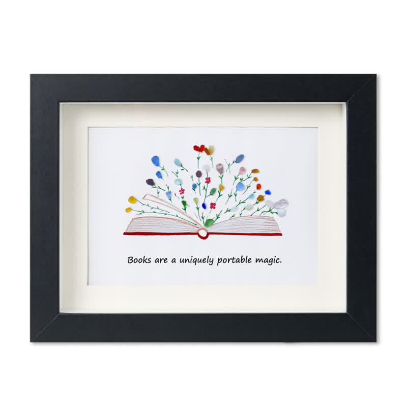 Magic Books Sea Glass Framed Art Inspirational Gift - Black - 6" X 8" - image 9