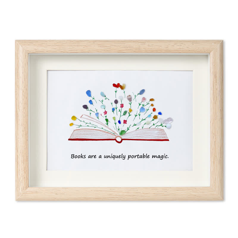 Magic Books Sea Glass Framed Art Inspirational Gift - Oak - 6" X 8" - image 7